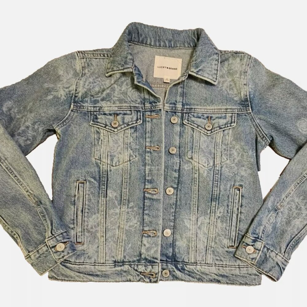 Lucky Brand Women's Denim Size M Jacket Blue Rose Floral Print NWT